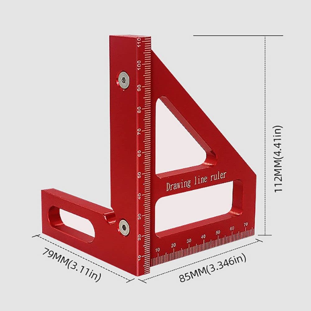 3D Multi-Angle Measuring Ruler,45/90 Degree Aluminum Alloy Woodworking Square Protractor,Drawing Line Ruler, Miter Triangle Ruler High Precision Layout Measuring Tool for Engineer Carpenter,R - Image 2