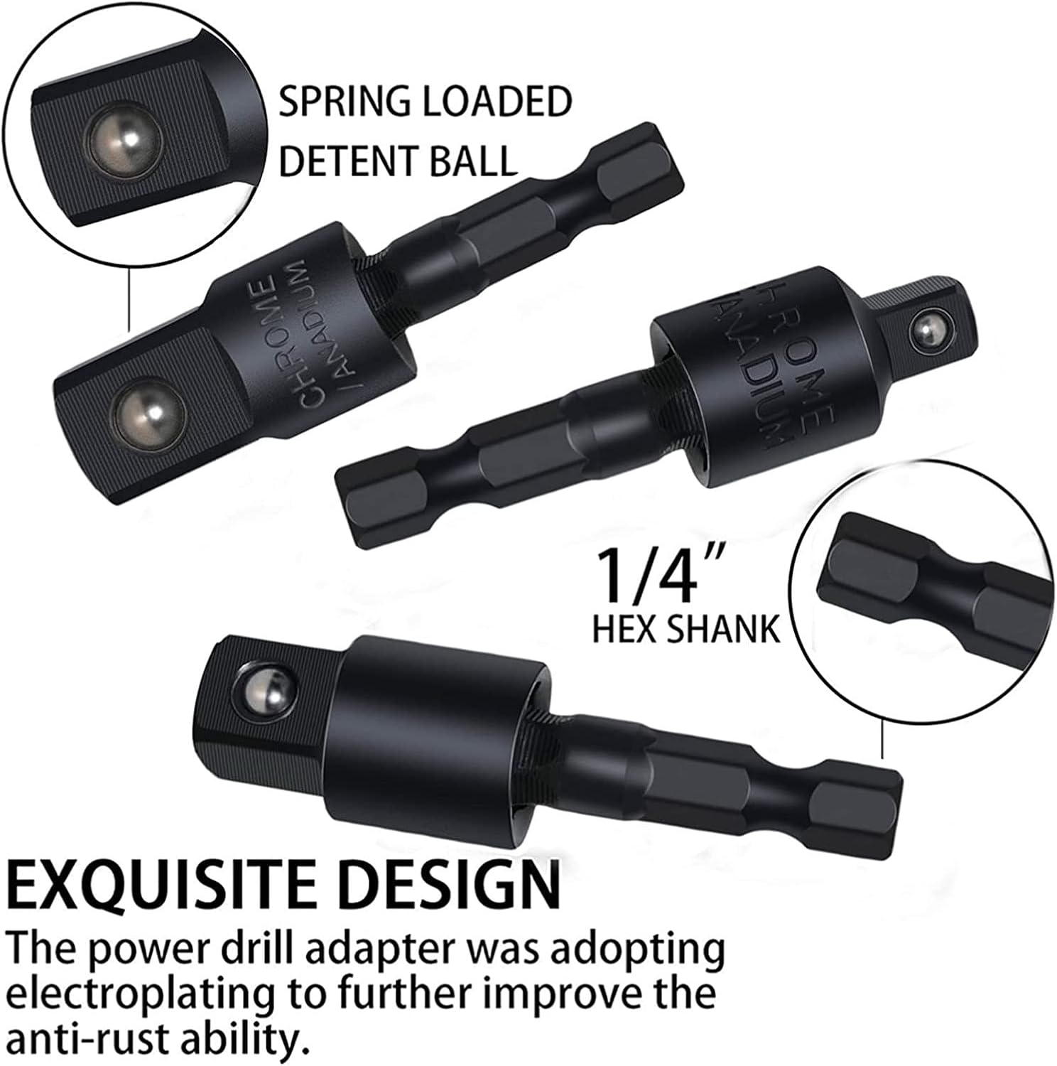 Right Angle Drill Adaptor,4-in-1 Impact Drill Bit Extension,360° Rotatable 1/4 3/8 1/2" Impact Grade Socket Adapter Set,105 Degree Angle Screwdriver Drill Bit for Household Workplace Industry - Image 6
