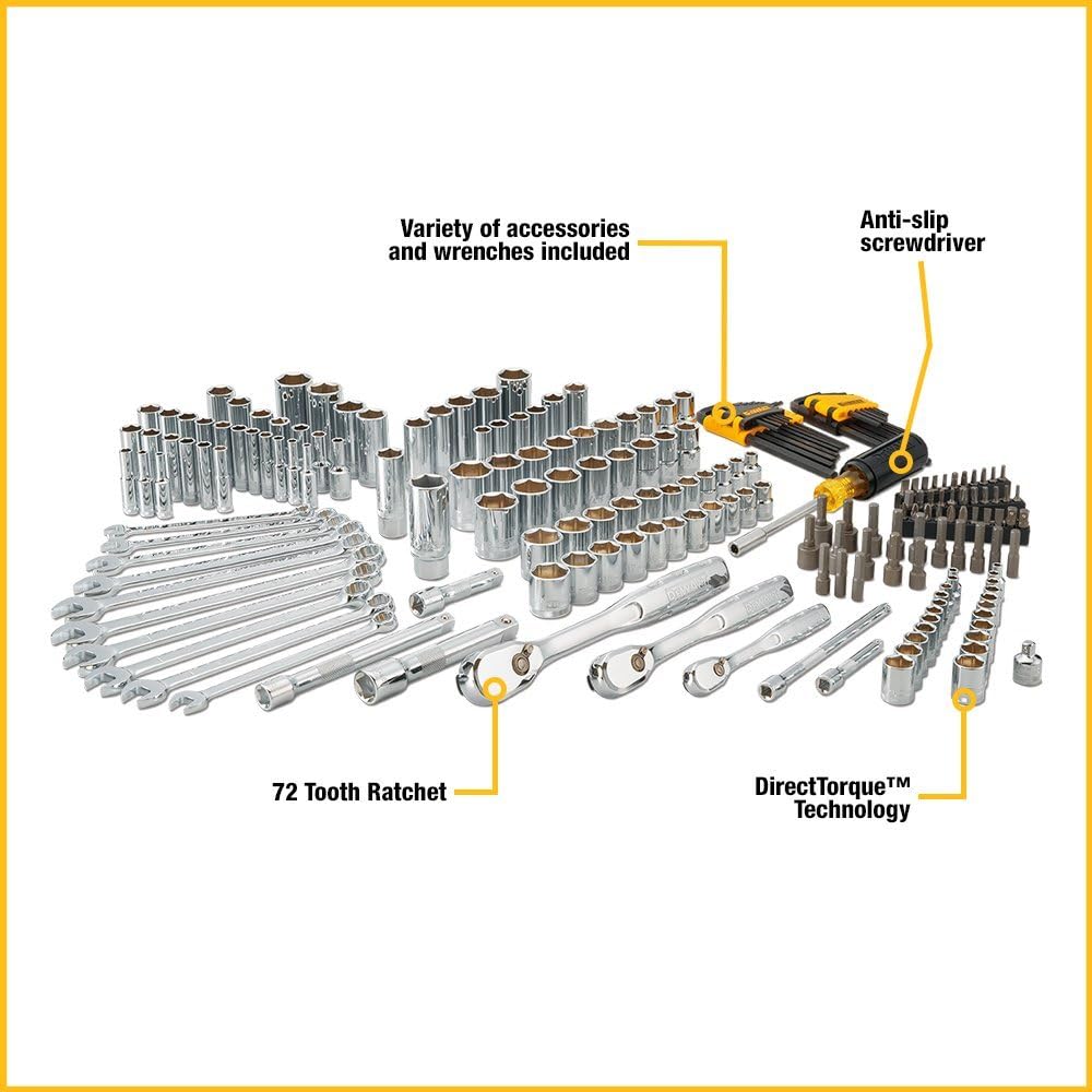 DEWALT Mechanics Tool Set, 1/4" & 3/8" & 1/2" Drive, SAE/Metric, 205-piece (DWMT81534) - Image 3