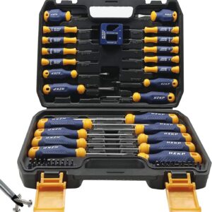 SUNHZMCKP Magnetic Screwdriver Set 66-Piece, S2- Alloy Tool Steel, Includes Slotted/Phillips/Torx Mini Precision Screwdriver, Replaceable Screwdriver Bits With Sturdy tool box