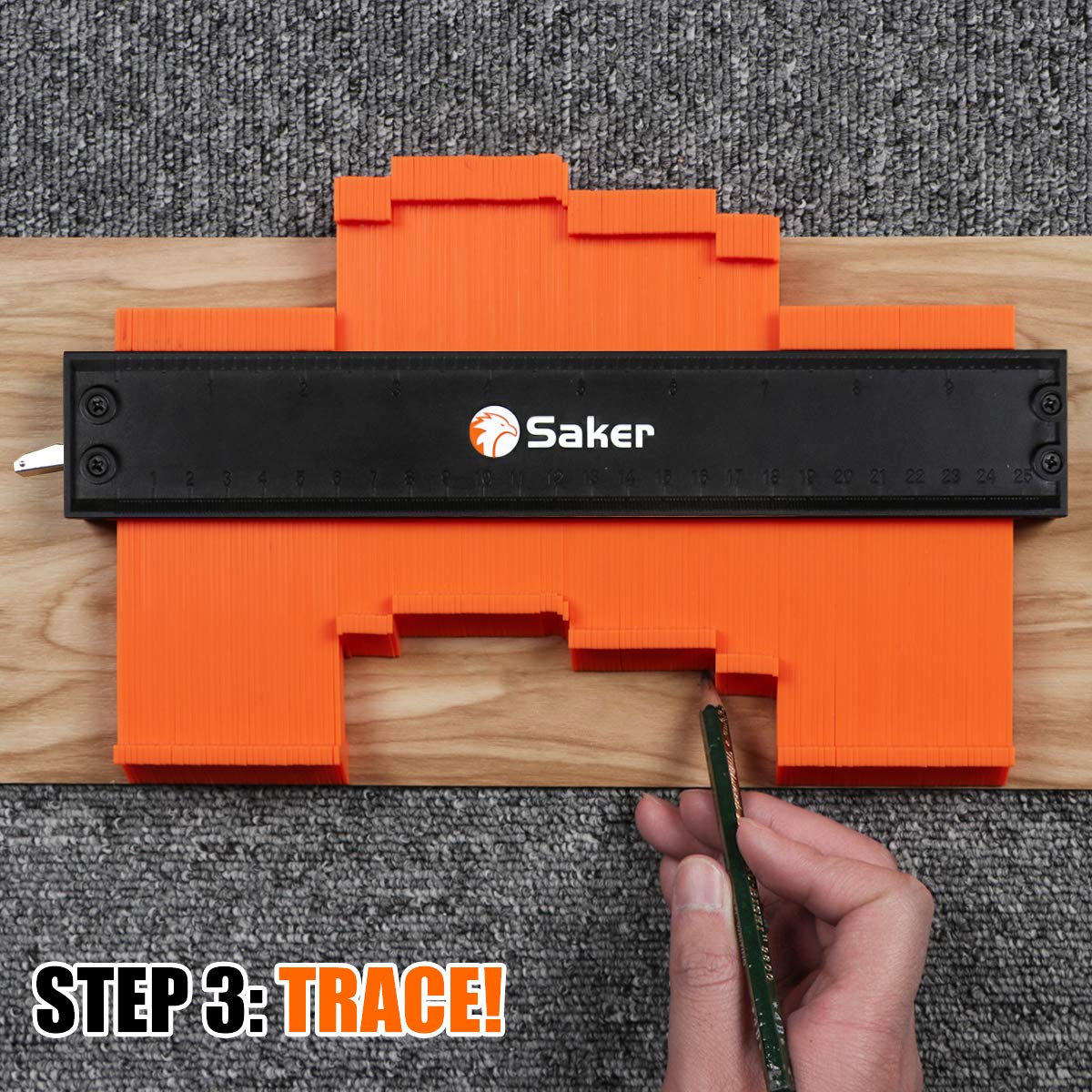 Saker Contour Gauge (10 Inch Lock) Profile Tool-Adjustable Lock Tool for Men Dad Him Boyfriend Husband-Precisely Copy Irregular Shape Duplicator-Welding Flooring Woodworking Tool Tracing - Image 5
