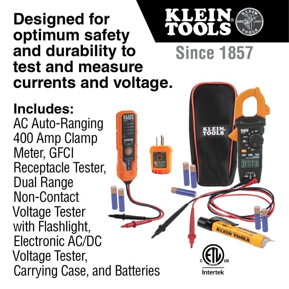 Klein Tools CL120VP Electrical Voltage Test Kit with Clamp Meter, Three Testers, Test Leads, Pouch and Batteries - Image 2