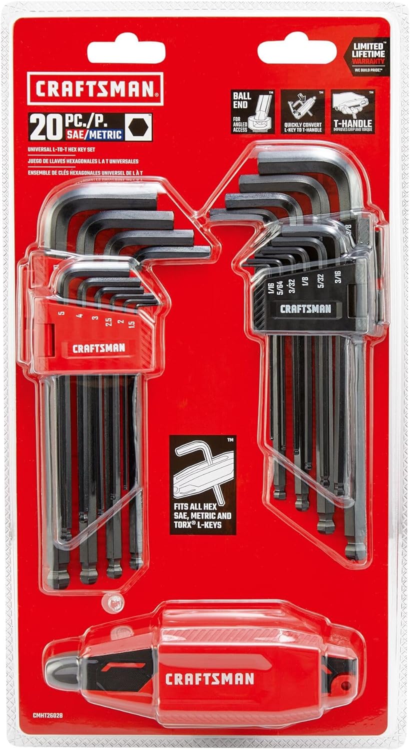 CRAFTSMAN Universal L-to-T Allen Wrench Hex Key Set, 20 Piece (CMHT26028) - Image 6