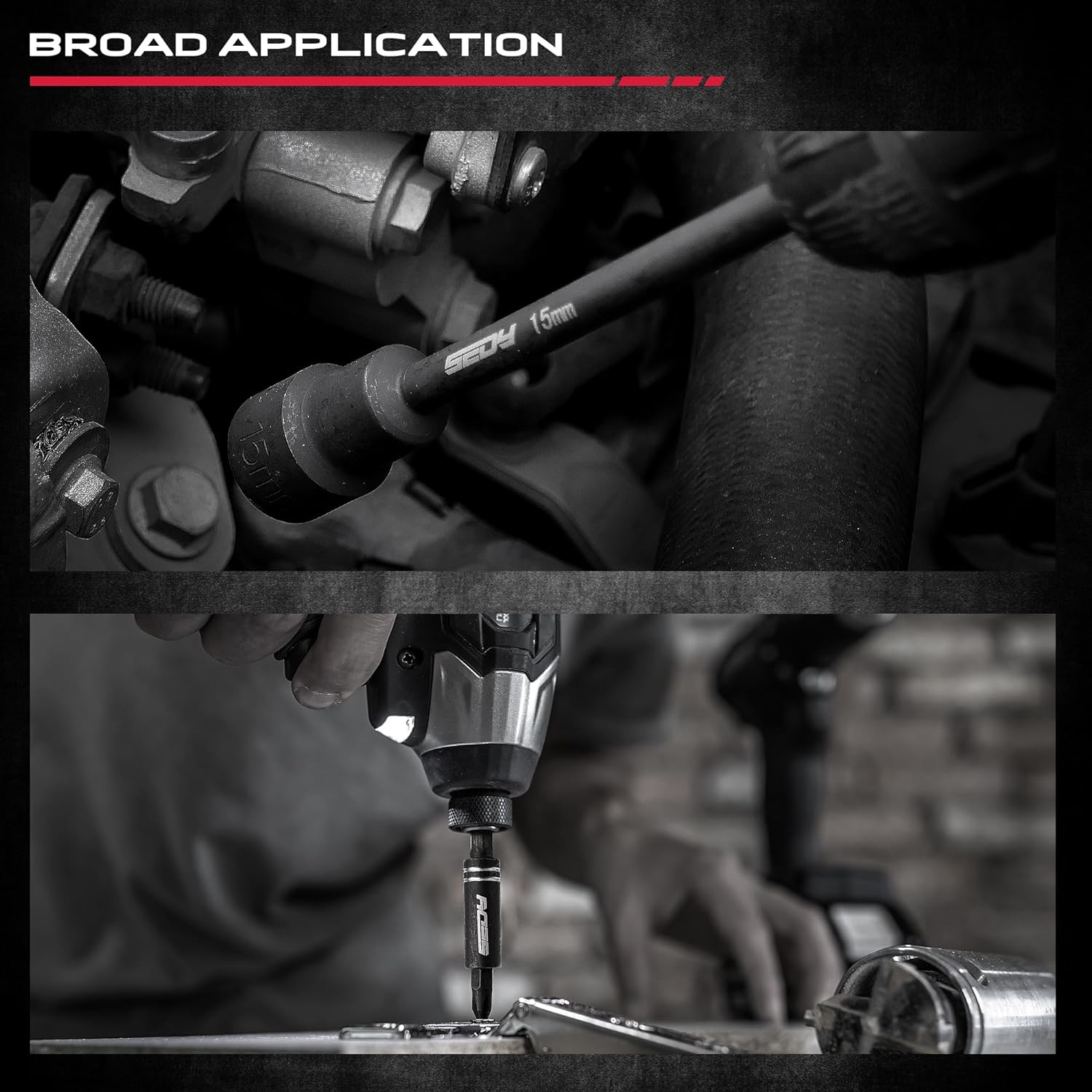 Nut Driver Impact Bit Set - 31-Piece Magnetic Socket Impact Drill Bit Tool Sets Extra Long Hex Nut Setter Driver Holder - Metric SAE Screwdriver Bits 1/4 Drive Shank Adapter Extension - Image 3