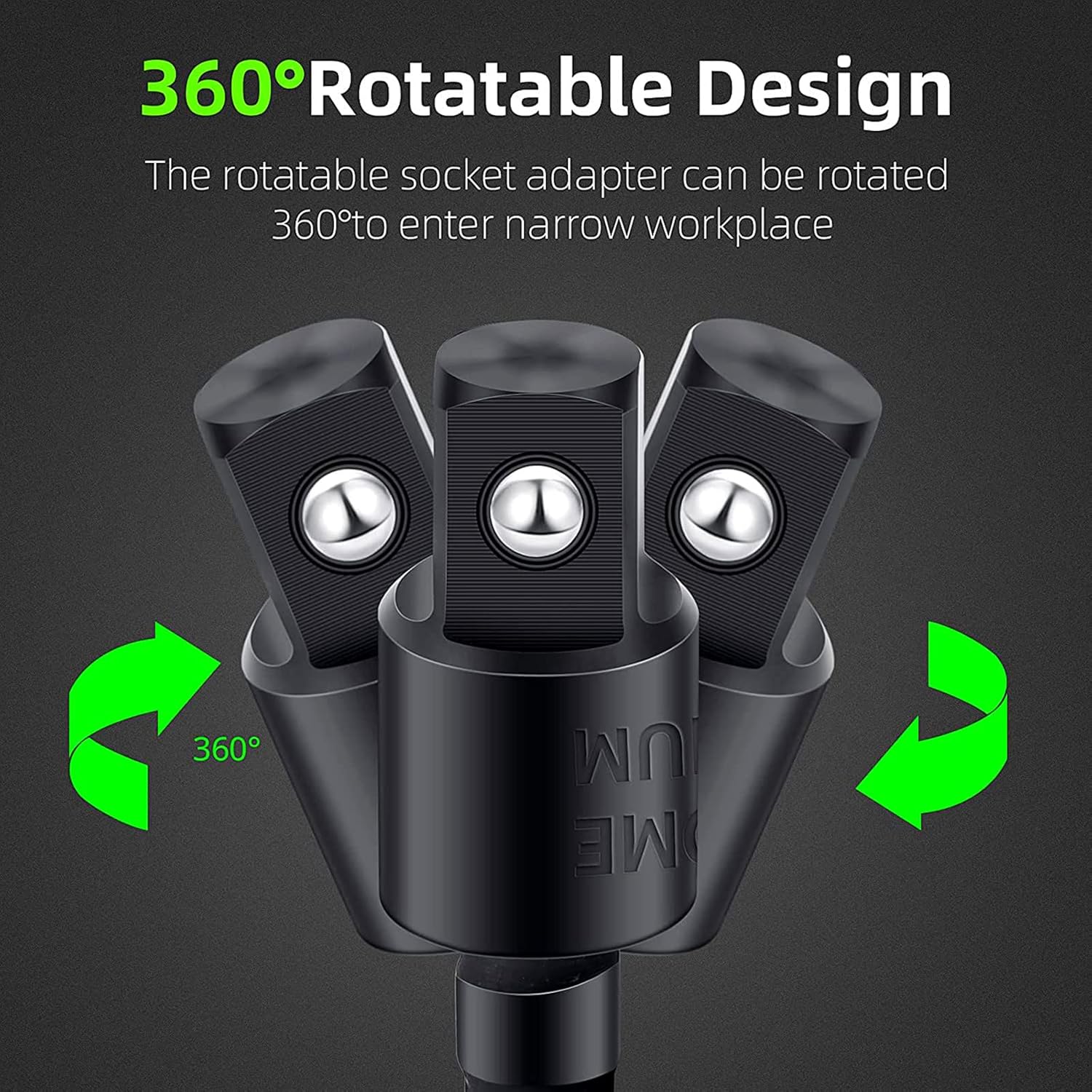 Right Angle Drill Adaptor,4-in-1 Impact Drill Bit Extension,360° Rotatable 1/4 3/8 1/2" Impact Grade Socket Adapter Set,105 Degree Angle Screwdriver Drill Bit for Household Workplace Industry - Image 7